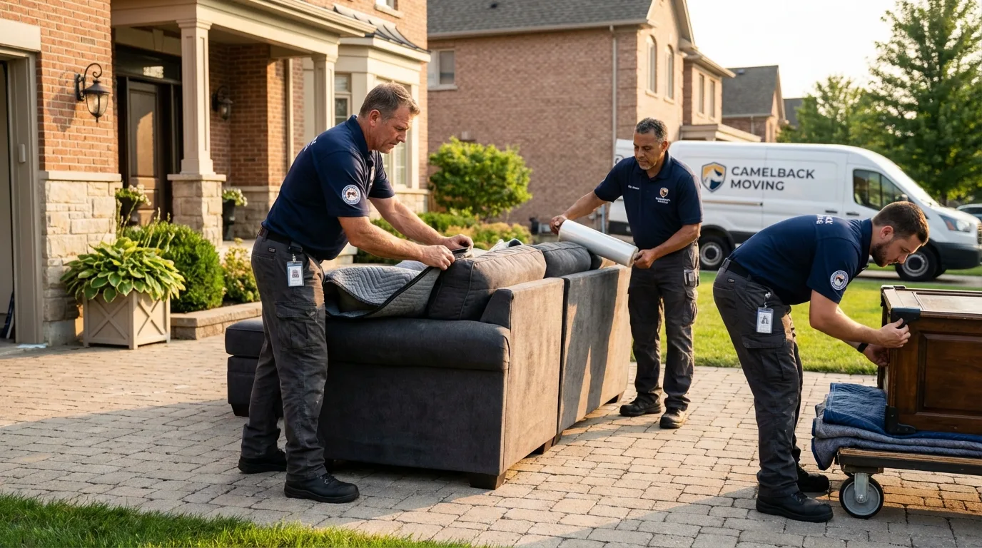 Large estate moving crew wrapping furniture in Saint Marys, KS