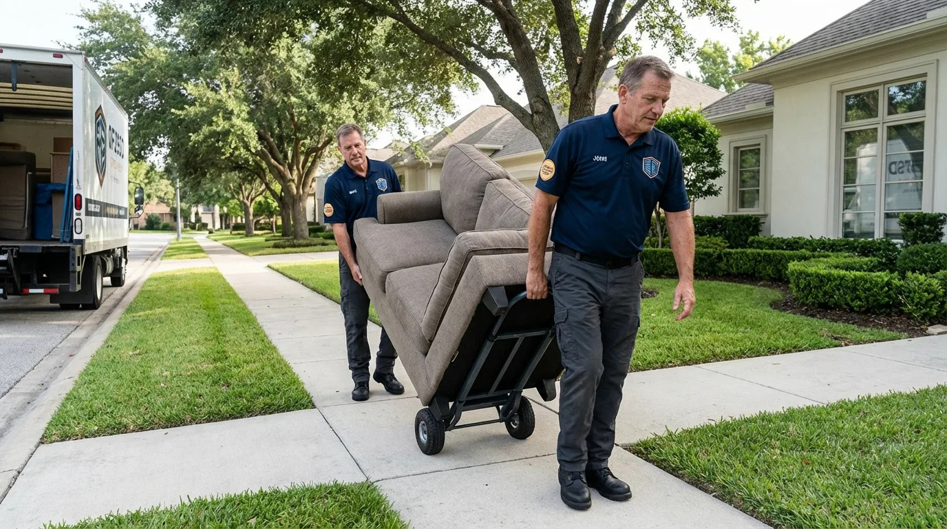 Local residential moving crew loading furniture in Saint Marys, KS